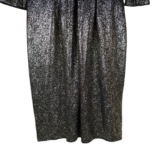 Julia Jordan Dress XL Black Silver Ombre Surplice Neck Pleated Sparkle Cocktail - Picture 9 of 11